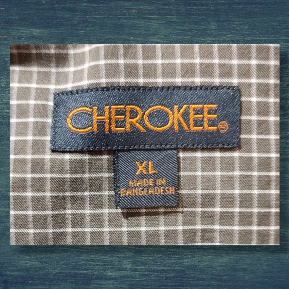 Cherokee dark sage checked button-down shirt, sz XL  EUC - Picture 6 of 7